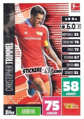 Sticker Christopher Trimmel - German Football Bundesliga 2020-2021. Match Attax - Topps