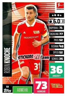 Cromo Robin Knoche - German Football Bundesliga 2020-2021. Match Attax - Topps