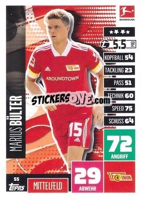 Cromo Marius Bülter - German Football Bundesliga 2020-2021. Match Attax - Topps