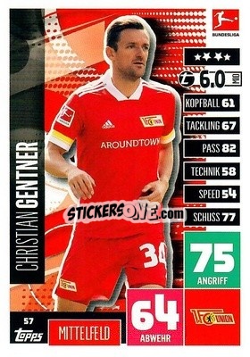 Figurina Christian Gentner - German Football Bundesliga 2020-2021. Match Attax - Topps