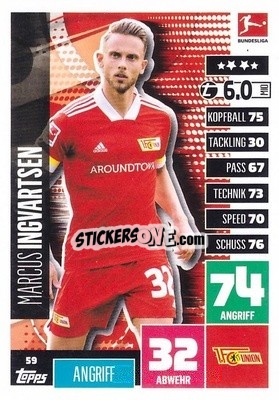 Sticker Marcus Ingvartsen - German Football Bundesliga 2020-2021. Match Attax - Topps