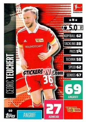 Sticker Cedric Teuchert - German Football Bundesliga 2020-2021. Match Attax - Topps