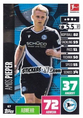 Figurina Amos Pieper - German Football Bundesliga 2020-2021. Match Attax - Topps