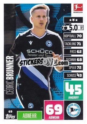 Sticker Cedric Brunner - German Football Bundesliga 2020-2021. Match Attax - Topps