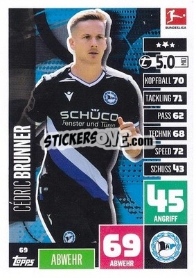 Cromo Cedric Brunner - German Football Bundesliga 2020-2021. Match Attax - Topps