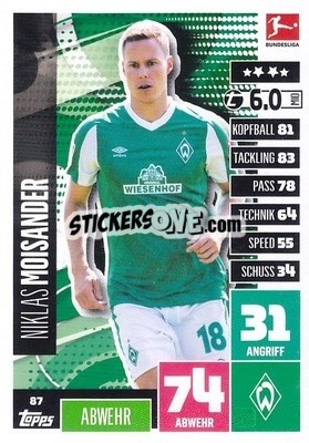 Cromo Niklas Moisander - German Football Bundesliga 2020-2021. Match Attax - Topps