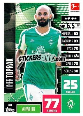 Sticker Ömer Toprak - German Football Bundesliga 2020-2021. Match Attax - Topps