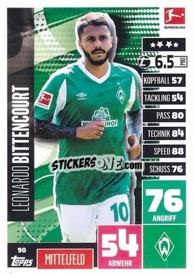 Cromo Leonardo Bittencourt - German Football Bundesliga 2020-2021. Match Attax - Topps