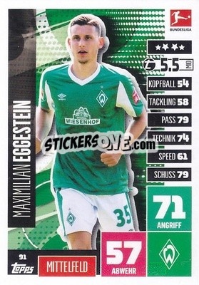 Sticker Maximilian Eggestein - German Football Bundesliga 2020-2021. Match Attax - Topps