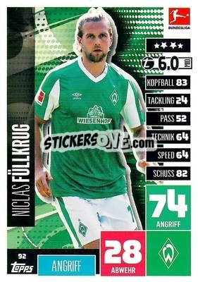 Sticker Niclas Füllkrug - German Football Bundesliga 2020-2021. Match Attax - Topps