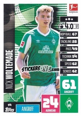 Sticker Nick Woltemade - German Football Bundesliga 2020-2021. Match Attax - Topps