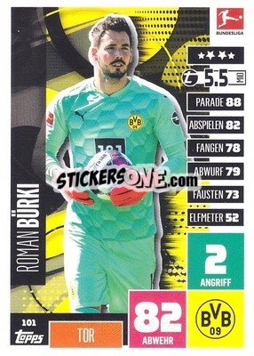 Sticker Roman Bürki - German Football Bundesliga 2020-2021. Match Attax - Topps