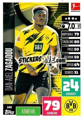 Figurina Dan-Axel Zagadou - German Football Bundesliga 2020-2021. Match Attax - Topps