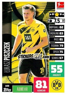 Sticker Lukasz Piszczek - German Football Bundesliga 2020-2021. Match Attax - Topps
