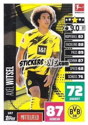Sticker Axel Witsel - German Football Bundesliga 2020-2021. Match Attax - Topps