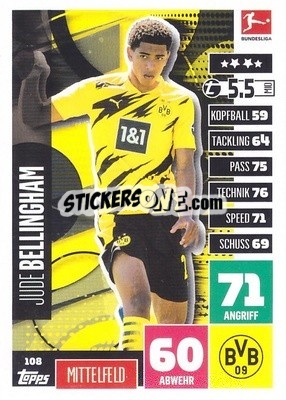 Sticker Jude Bellingham - German Football Bundesliga 2020-2021. Match Attax - Topps