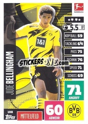 Cromo Jude Bellingham - German Football Bundesliga 2020-2021. Match Attax - Topps