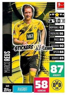 Sticker Marco Reus - German Football Bundesliga 2020-2021. Match Attax - Topps