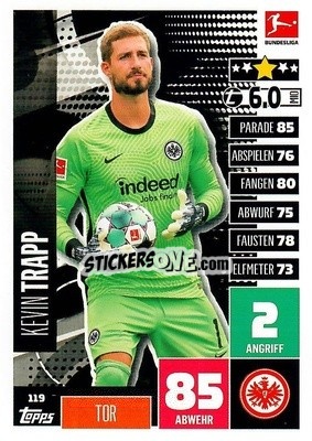 Sticker Kevin Trapp - German Football Bundesliga 2020-2021. Match Attax - Topps