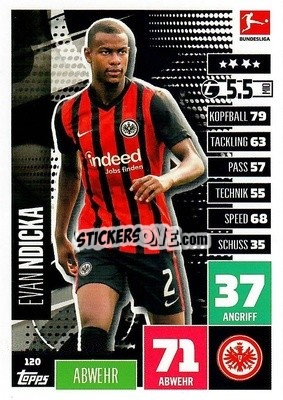 Figurina Evan Ndicka - German Football Bundesliga 2020-2021. Match Attax - Topps