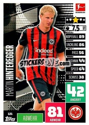 Sticker Martin Hinteregger - German Football Bundesliga 2020-2021. Match Attax - Topps