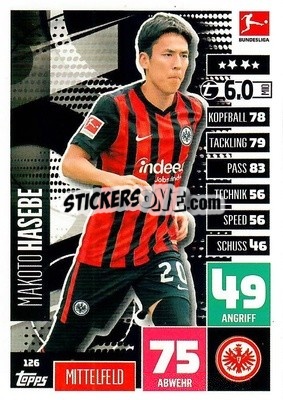 Cromo Makoto Hasebe - German Football Bundesliga 2020-2021. Match Attax - Topps