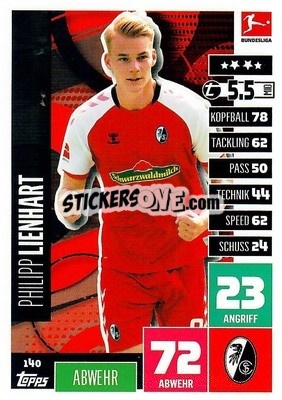 Sticker Philipp Lienhart - German Football Bundesliga 2020-2021. Match Attax - Topps