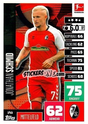Sticker Jonathan Schmid - German Football Bundesliga 2020-2021. Match Attax - Topps