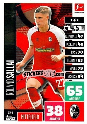 Cromo Roland Sallai - German Football Bundesliga 2020-2021. Match Attax - Topps