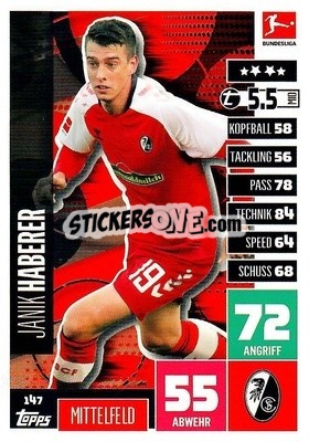 Sticker Janik Haberer - German Football Bundesliga 2020-2021. Match Attax - Topps