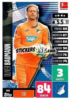 Cromo Oliver Baumann - German Football Bundesliga 2020-2021. Match Attax - Topps