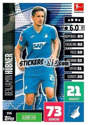 Cromo Benjamin Hübner - German Football Bundesliga 2020-2021. Match Attax - Topps