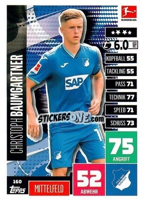 Cromo Christoph Baumgartner - German Football Bundesliga 2020-2021. Match Attax - Topps