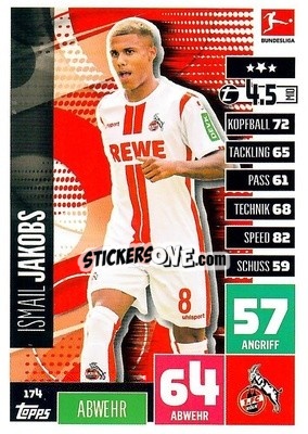 Figurina Ismail Jakobs - German Football Bundesliga 2020-2021. Match Attax - Topps