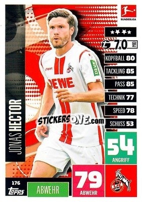 Sticker Jonas Hector - German Football Bundesliga 2020-2021. Match Attax - Topps