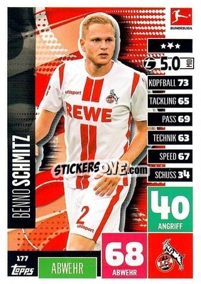 Sticker Benno Schmitz - German Football Bundesliga 2020-2021. Match Attax - Topps