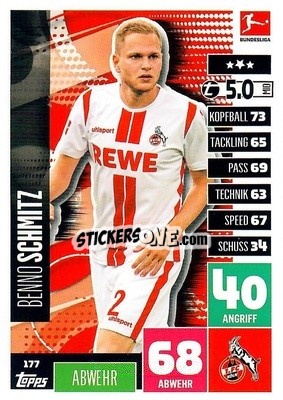 Figurina Benno Schmitz - German Football Bundesliga 2020-2021. Match Attax - Topps