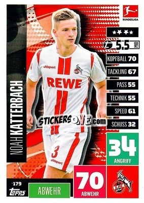 Sticker Noah Katterbach - German Football Bundesliga 2020-2021. Match Attax - Topps