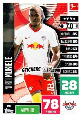 Sticker Nordi Mukiele - German Football Bundesliga 2020-2021. Match Attax - Topps
