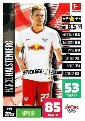 Sticker Marcel Halstenberg - German Football Bundesliga 2020-2021. Match Attax - Topps
