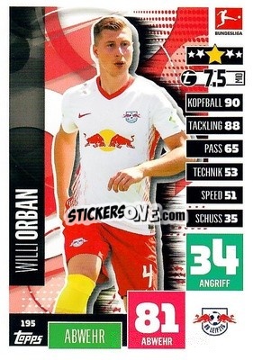 Sticker Willi Orban - German Football Bundesliga 2020-2021. Match Attax - Topps