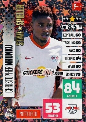 Sticker Christopher Nkunku - German Football Bundesliga 2020-2021. Match Attax - Topps