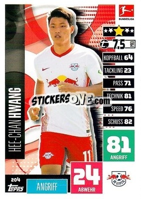 Sticker Hee-Chan Hwan - German Football Bundesliga 2020-2021. Match Attax - Topps