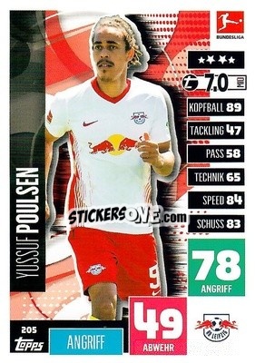 Cromo Yussuf Poulsen - German Football Bundesliga 2020-2021. Match Attax - Topps