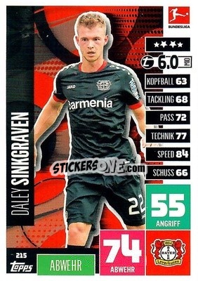 Figurina Daley Sinkgraven - German Football Bundesliga 2020-2021. Match Attax - Topps