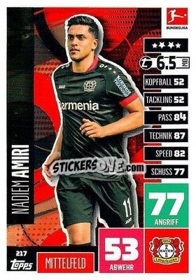 Sticker Nadem Amiri - German Football Bundesliga 2020-2021. Match Attax - Topps