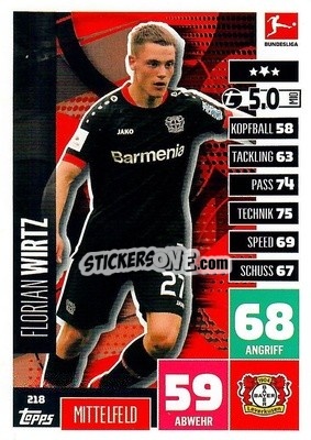 Figurina Florian Wirtz - German Football Bundesliga 2020-2021. Match Attax - Topps