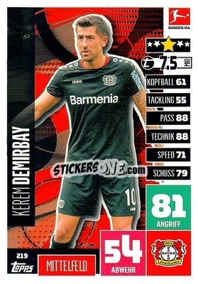 Sticker Kerem Demirbay - German Football Bundesliga 2020-2021. Match Attax - Topps