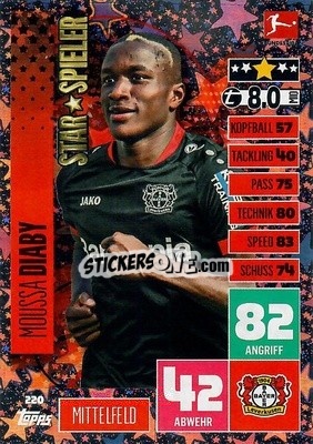 Sticker Moussa Diaby - German Football Bundesliga 2020-2021. Match Attax - Topps