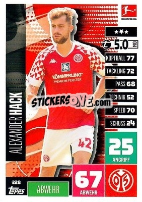 Cromo Alexander Hack - German Football Bundesliga 2020-2021. Match Attax - Topps